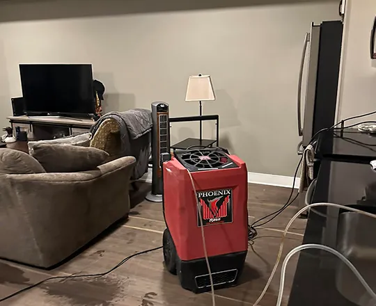 Home water damage cleanup and moisture removal services are in action.